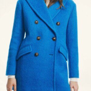 Brooks Brothers Women's Wool Mohair Blend Double-Breasted Coat | Blue
